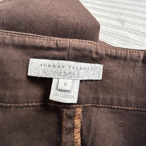 Audrey Talbott Carmel Womens Jean Skirt Size 8 Brown Straight Denim Stretch - Picture 3 of 8